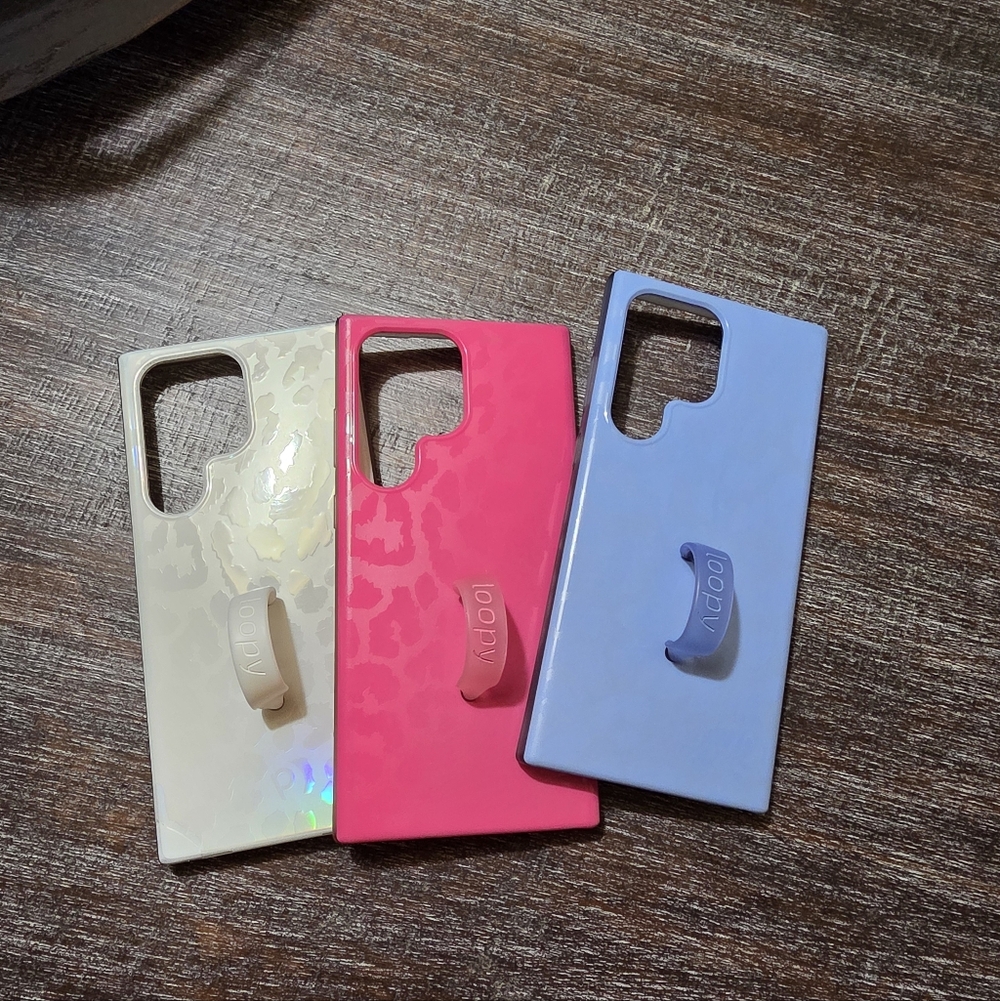 Loopy Cases SAMSUNG S23 ULTRA - White Iridescent, Pink, and Blue